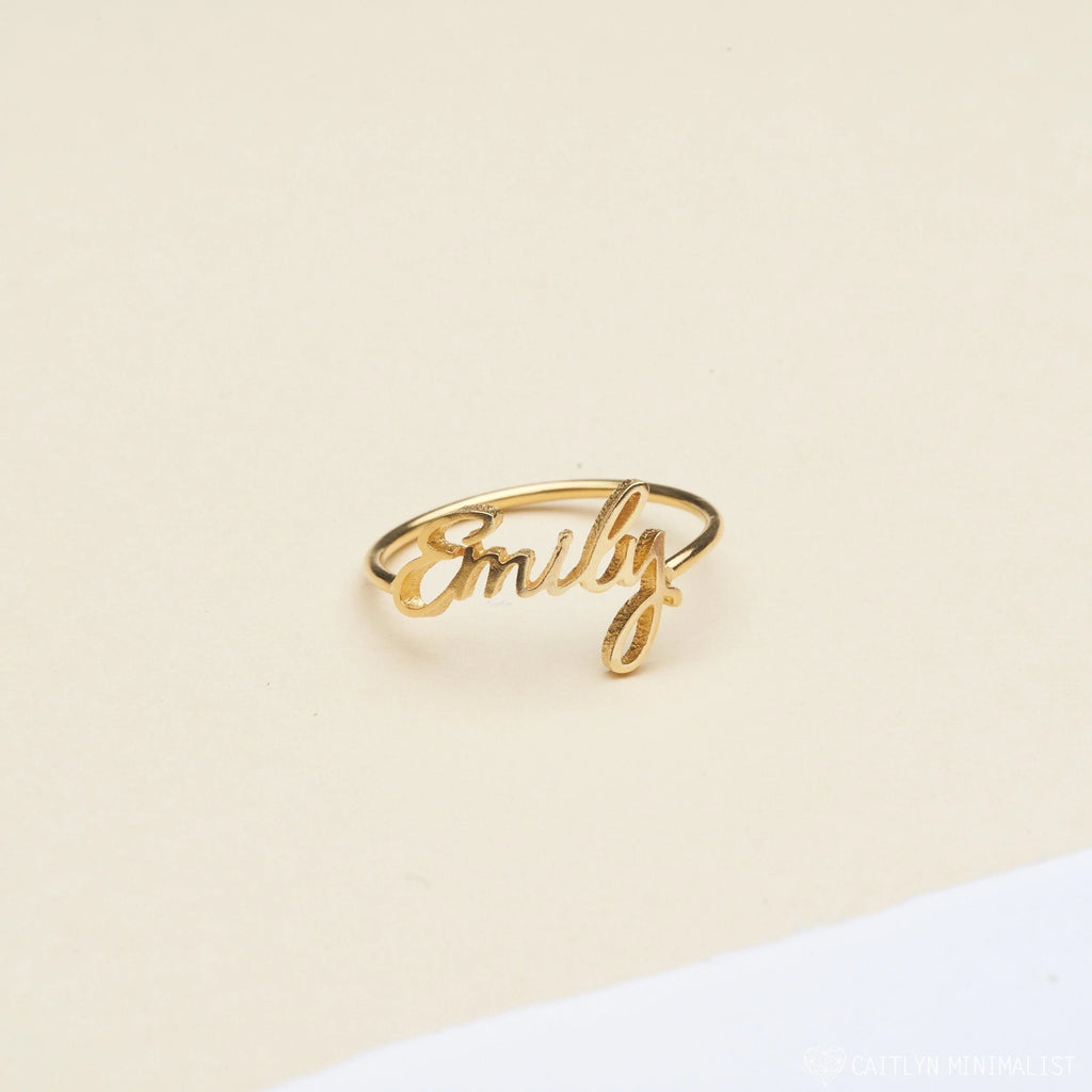 Grace Script Name Ring Silver 18K Gold Plated