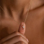 Diamond Butterfly Drop Necklace Silver 18K Gold Plated