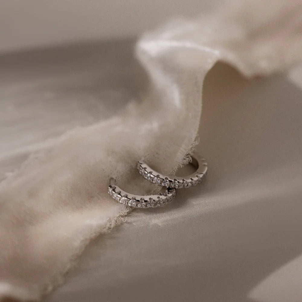 Coco Pave Huggies Silver 18K Gold Plated