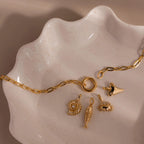 Diamonds Seashell Charm Silver 18K Gold Plated