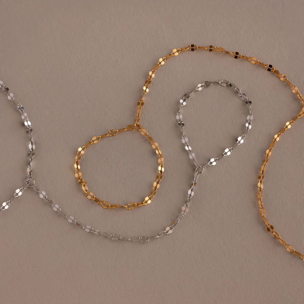 Sparkle Hand Chain Bracelet Silver 18K Gold Plated
