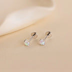 Opal Flat Back Studs Silver 18K Gold Plated
