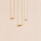Horizontal Pod Birthstone Necklace Silver 18K Gold Plated