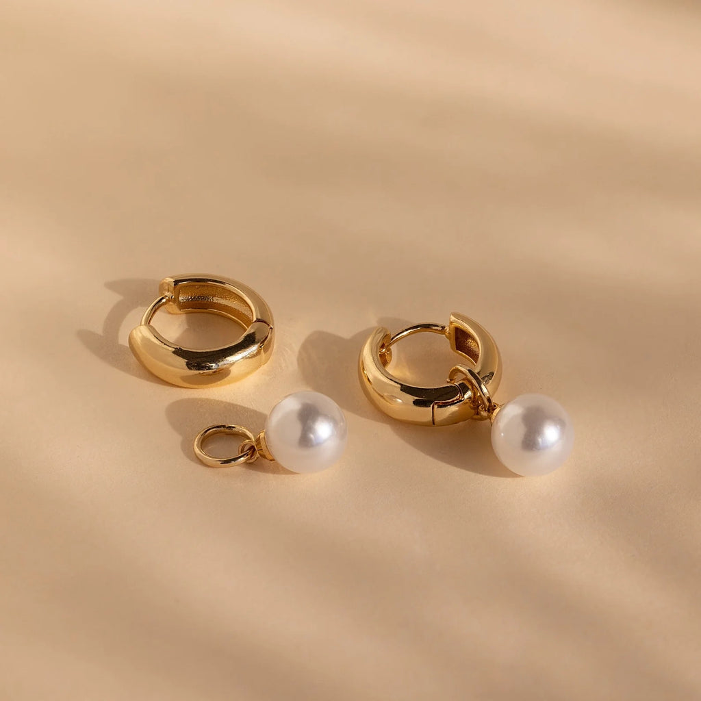 Bold Pearl Drop Earrings Silver 18K Gold Plated