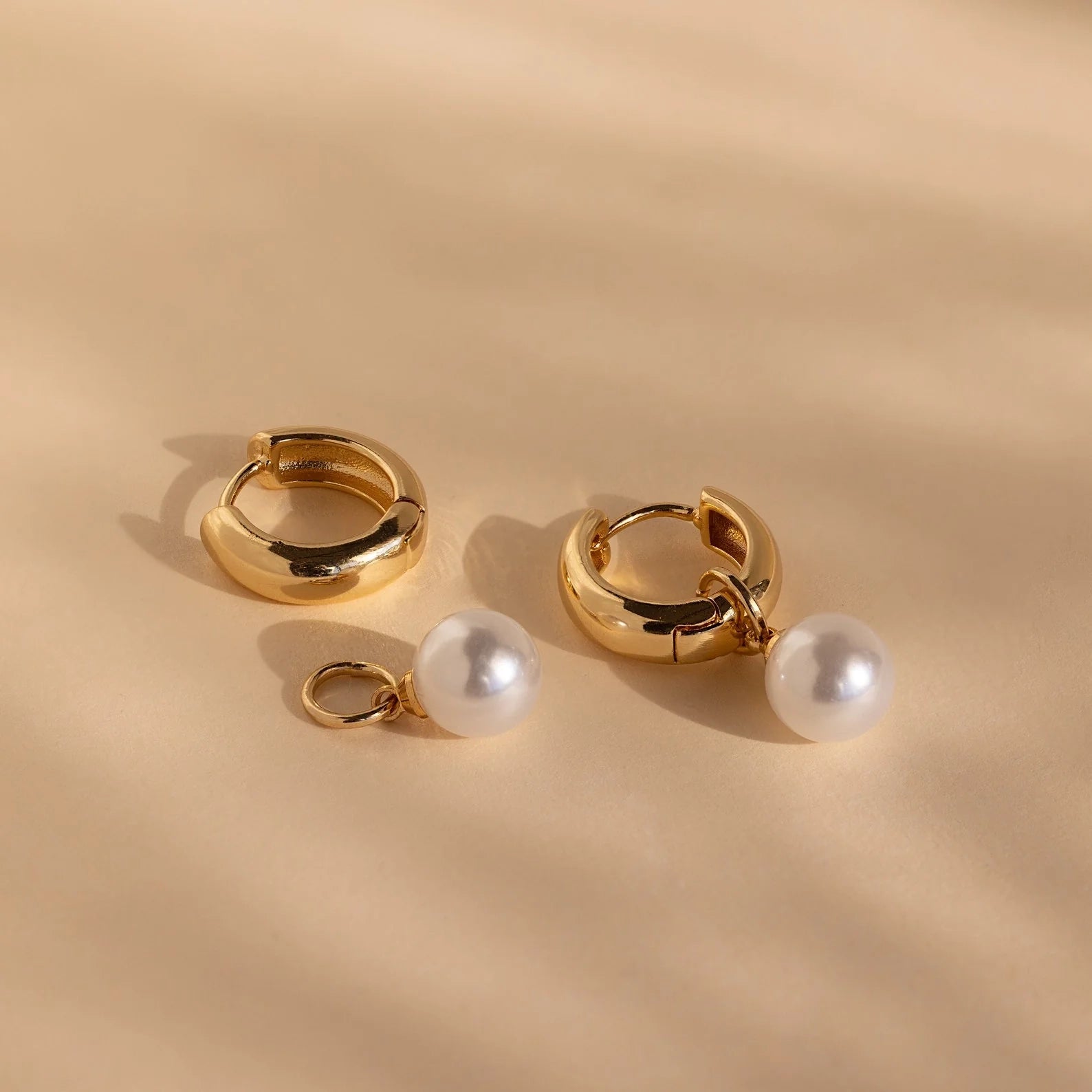 Bold Pearl Drop Earrings Silver 18K Gold Plated