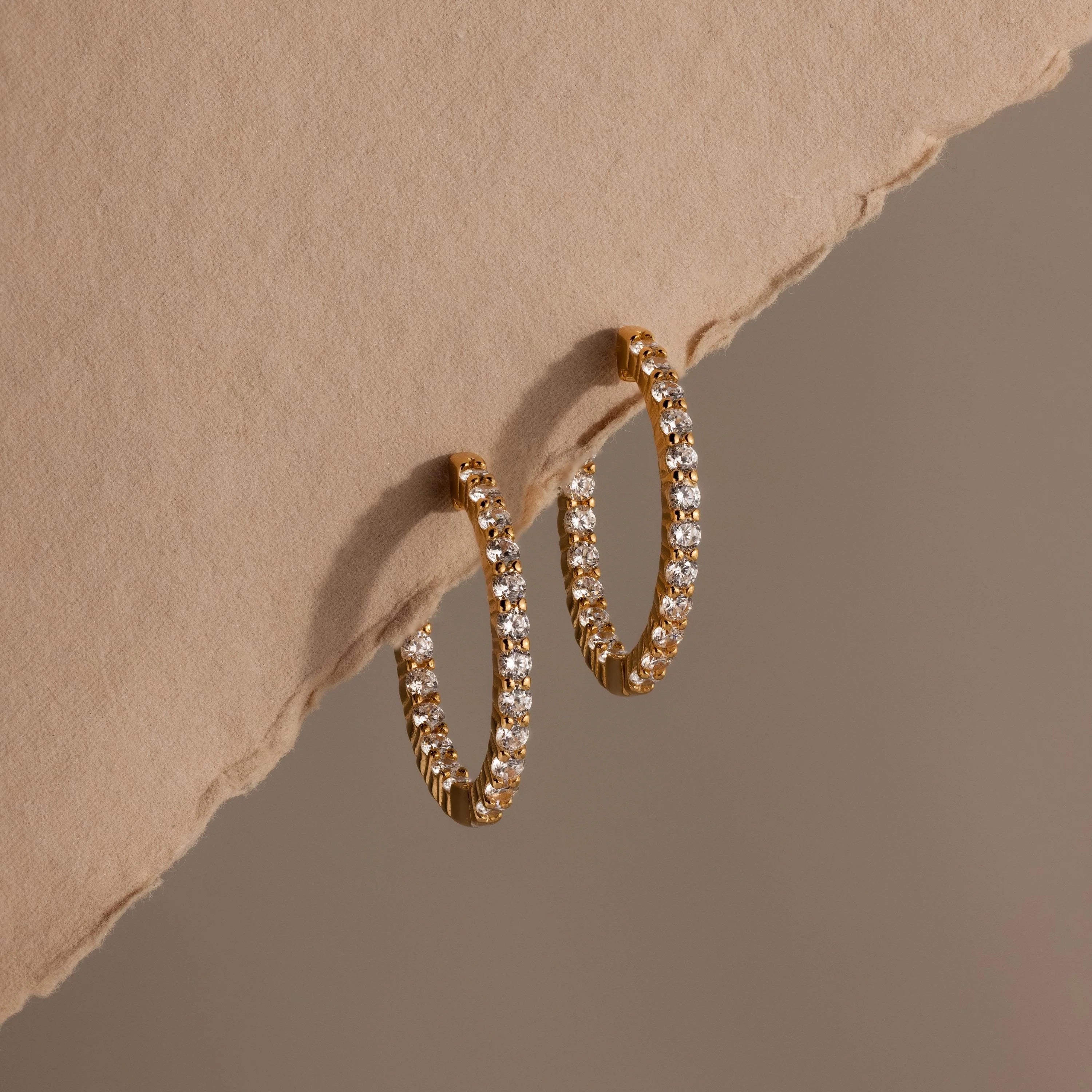 Inside Out Diamond Hoops Silver 18K Gold Plated