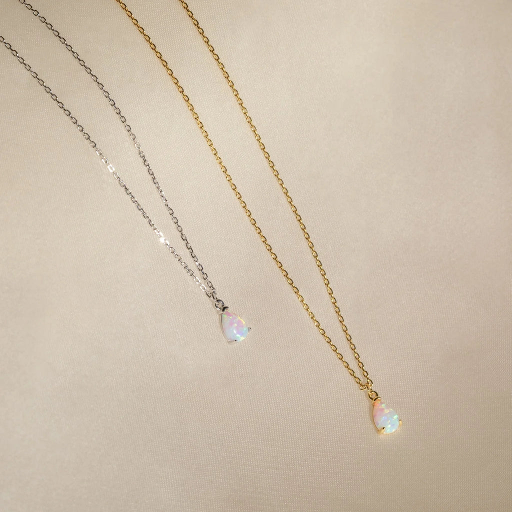 Tabitha Opal Drop Necklace Silver 18K Gold Plated