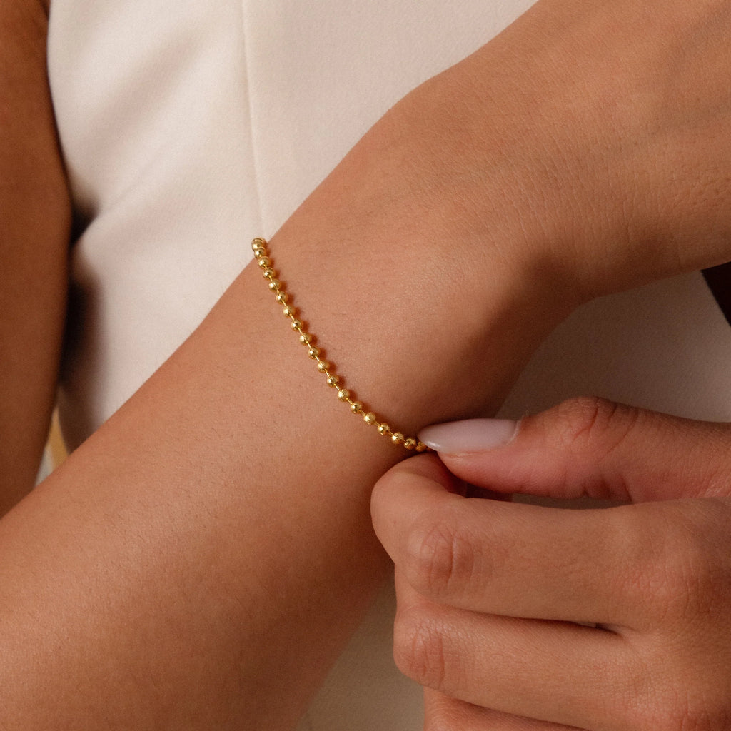 Beaded Bracelet Silver 18K Gold Plated