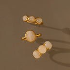 Moonstone Cluster Ring Silver 18K Gold Plated