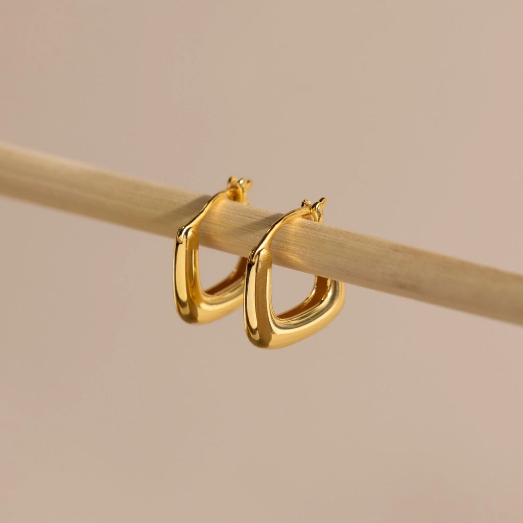 Bold Geometric Hoops Silver 18K Gold Plated