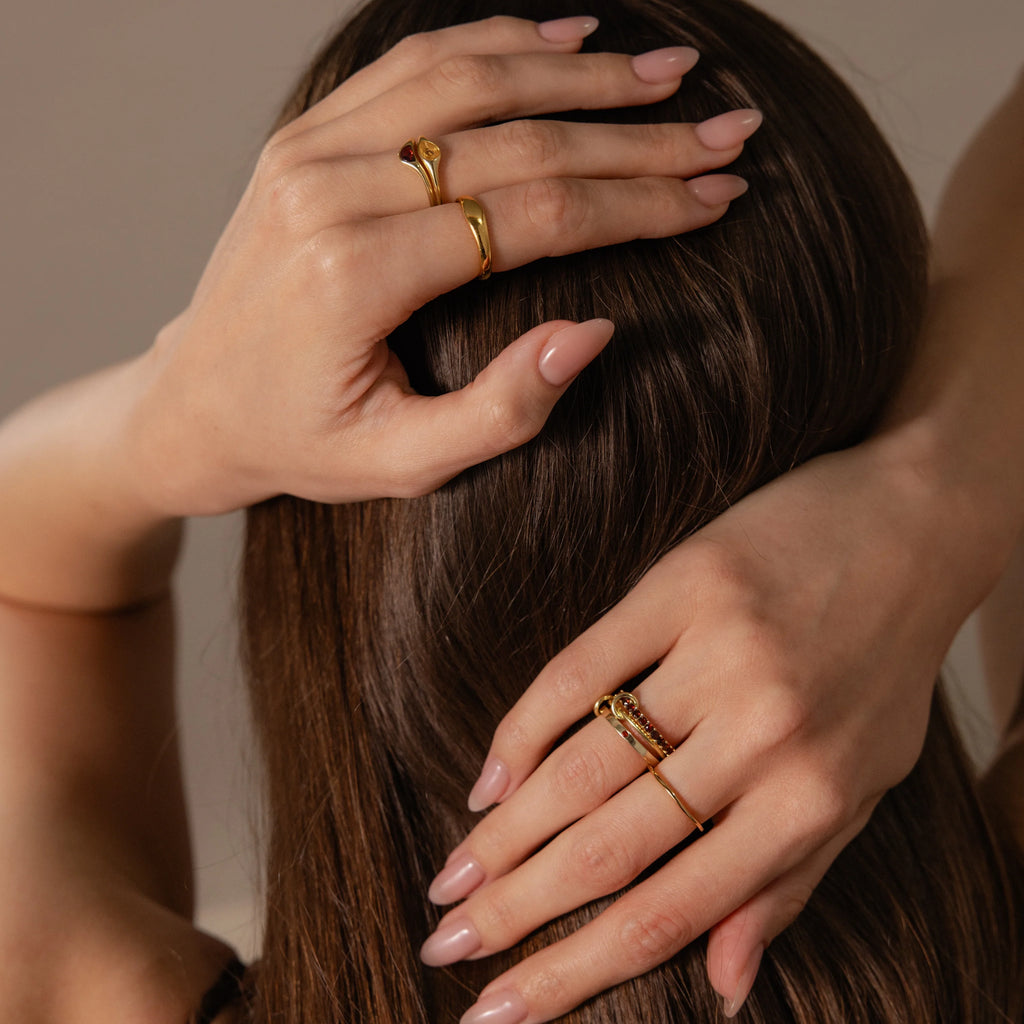 Sculpted Toi et Moi Ring Set Silver 18K Gold Plated