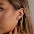 Pearl Diamond Cluster Studs Silver 18K Gold Plated