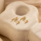 Diamond Pearl Ear Jackets Silver 18K Gold Plated