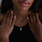 Dainty Tag Name Necklace Silver 18K Gold Plated