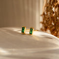 Baguette Birthstone Studs Silver 18K Gold Plated
