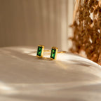 Baguette Birthstone Studs Silver 18K Gold Plated