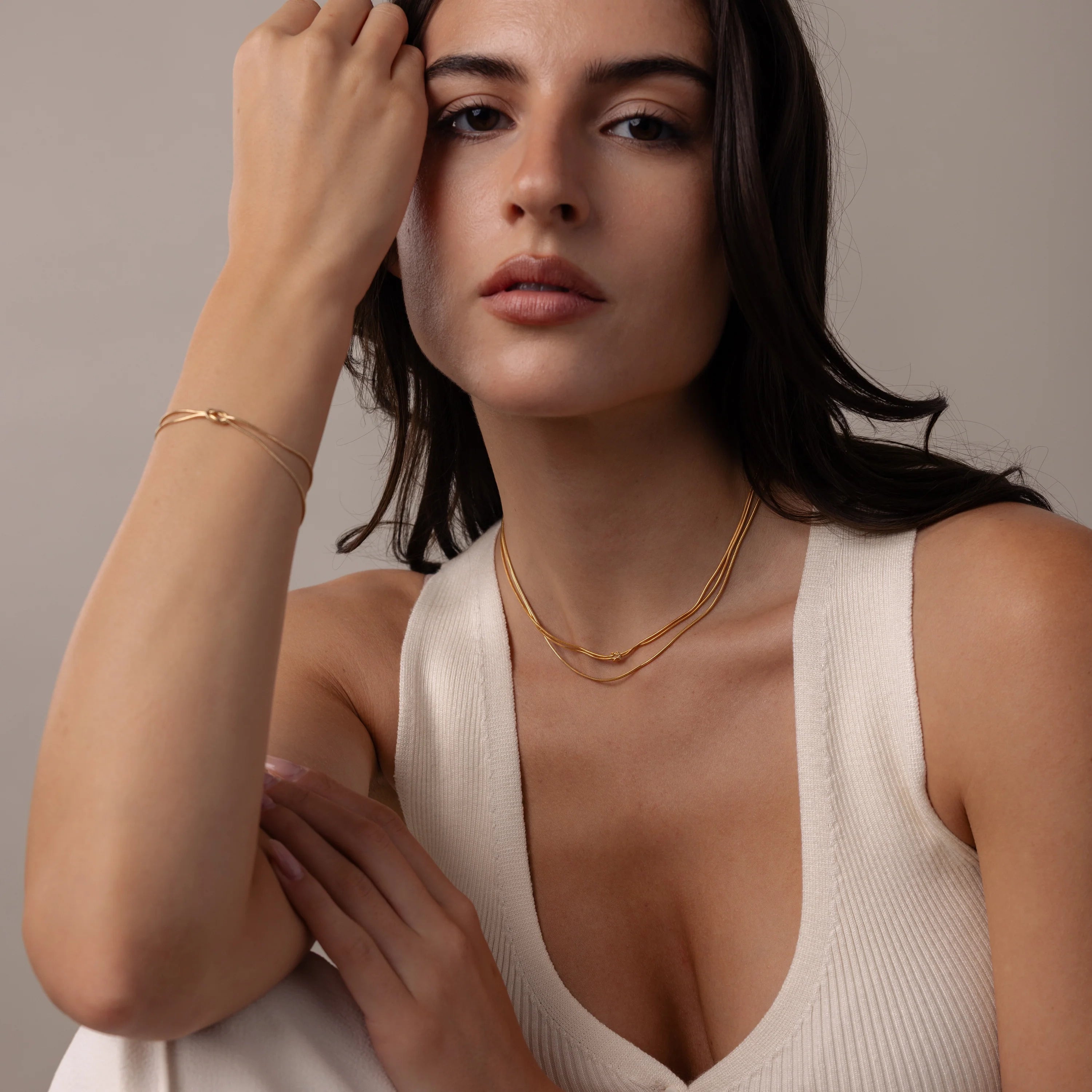 Love Knot Chain Necklace Silver 18K Gold Plated