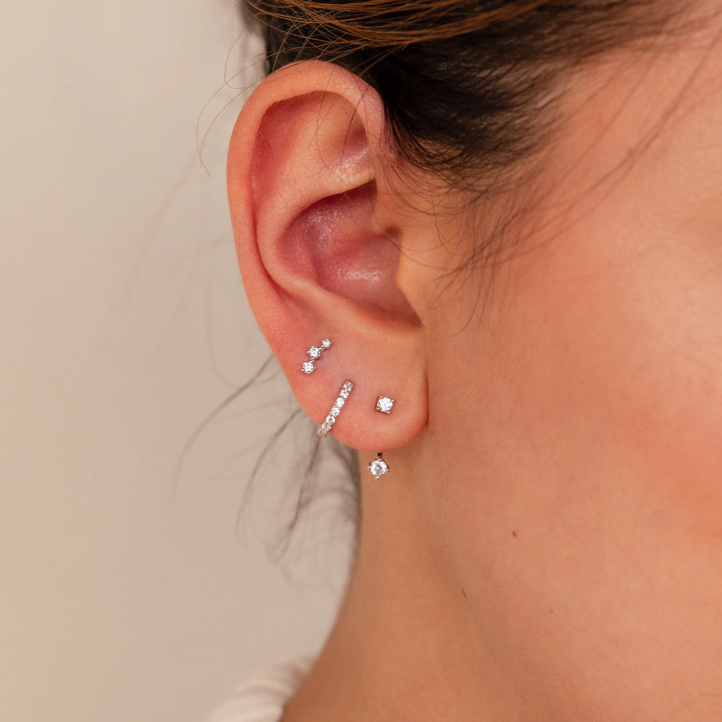Diamond Earrings Set Silver 18K Gold Plated