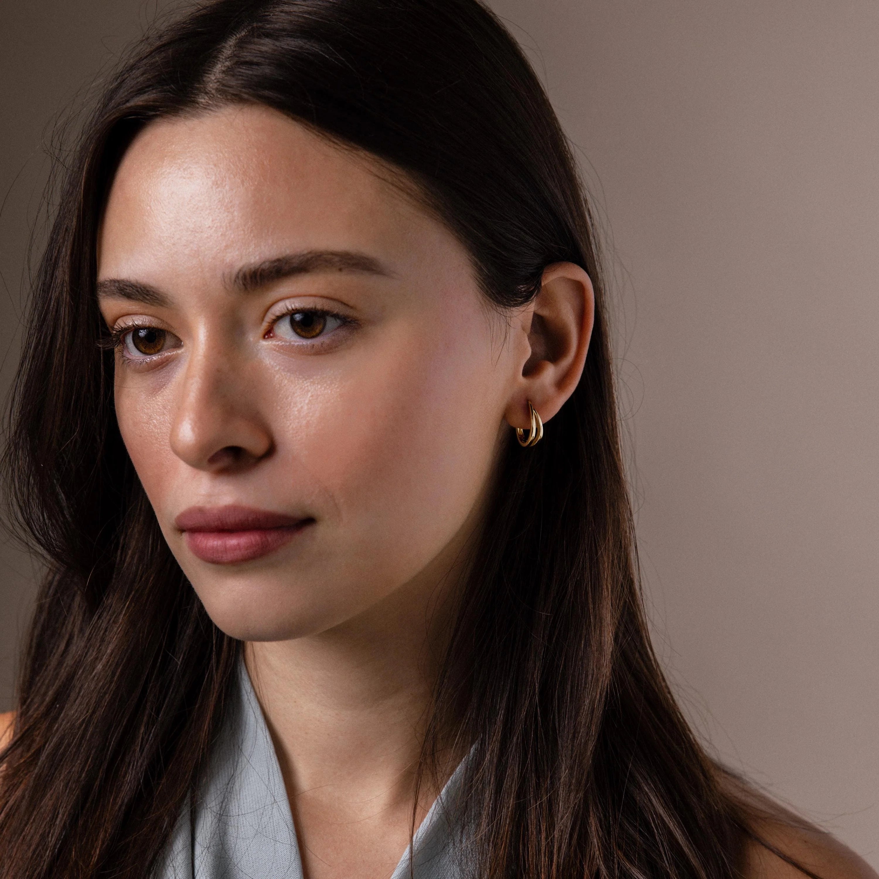 Oval Duo Hoops Silver 18K Gold Plated