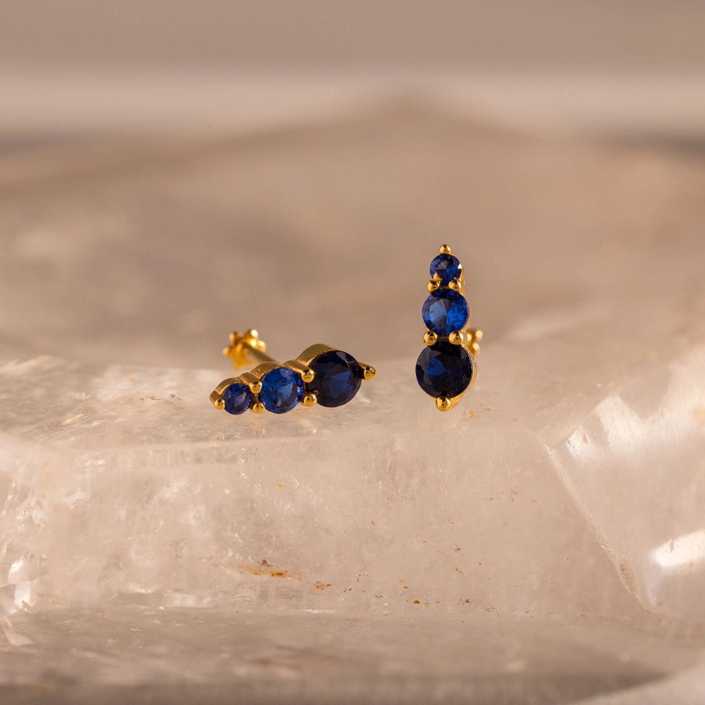 Sapphire Ombre Flatback Studs Silver 18K Gold Plated