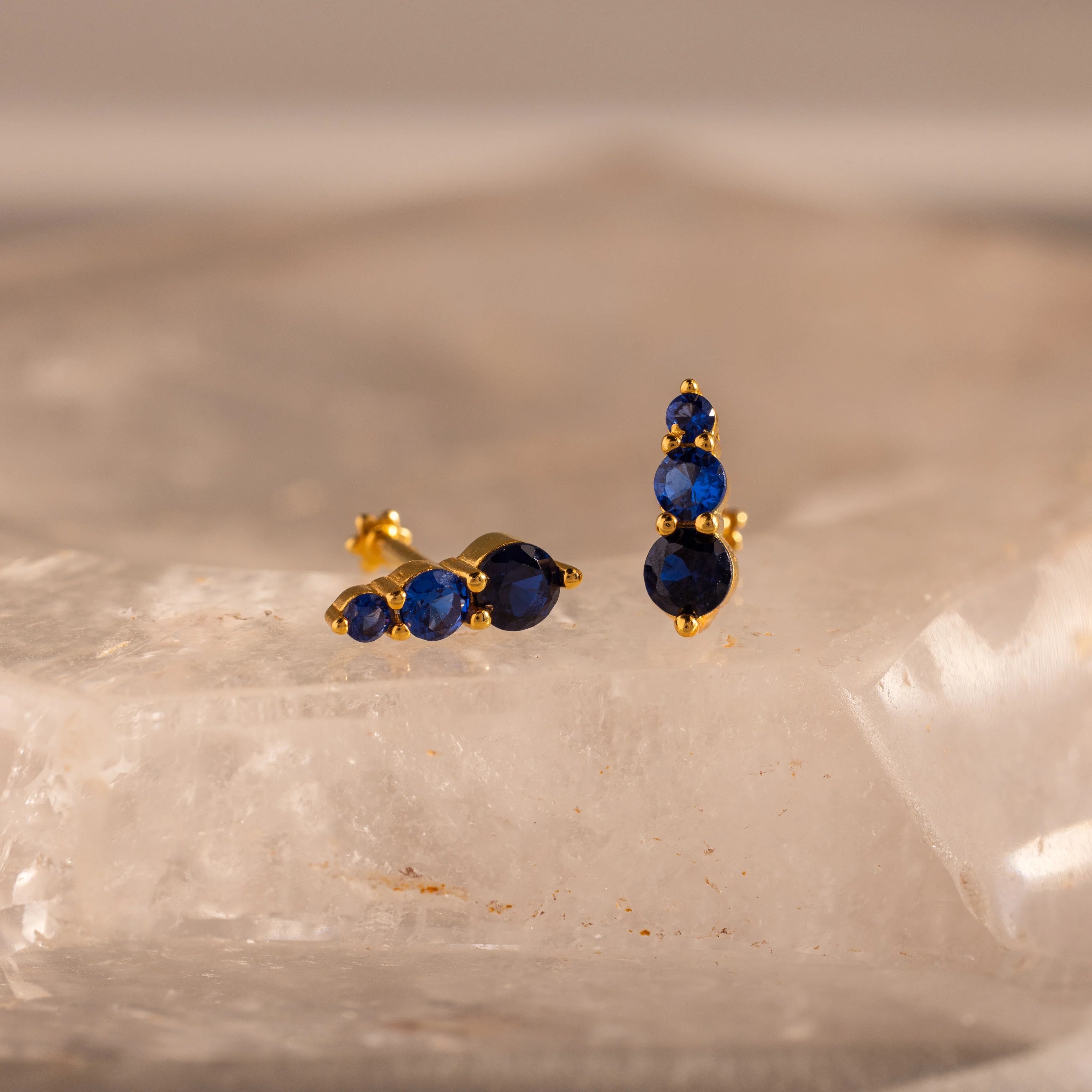 Sapphire Ombre Flatback Studs Silver 18K Gold Plated