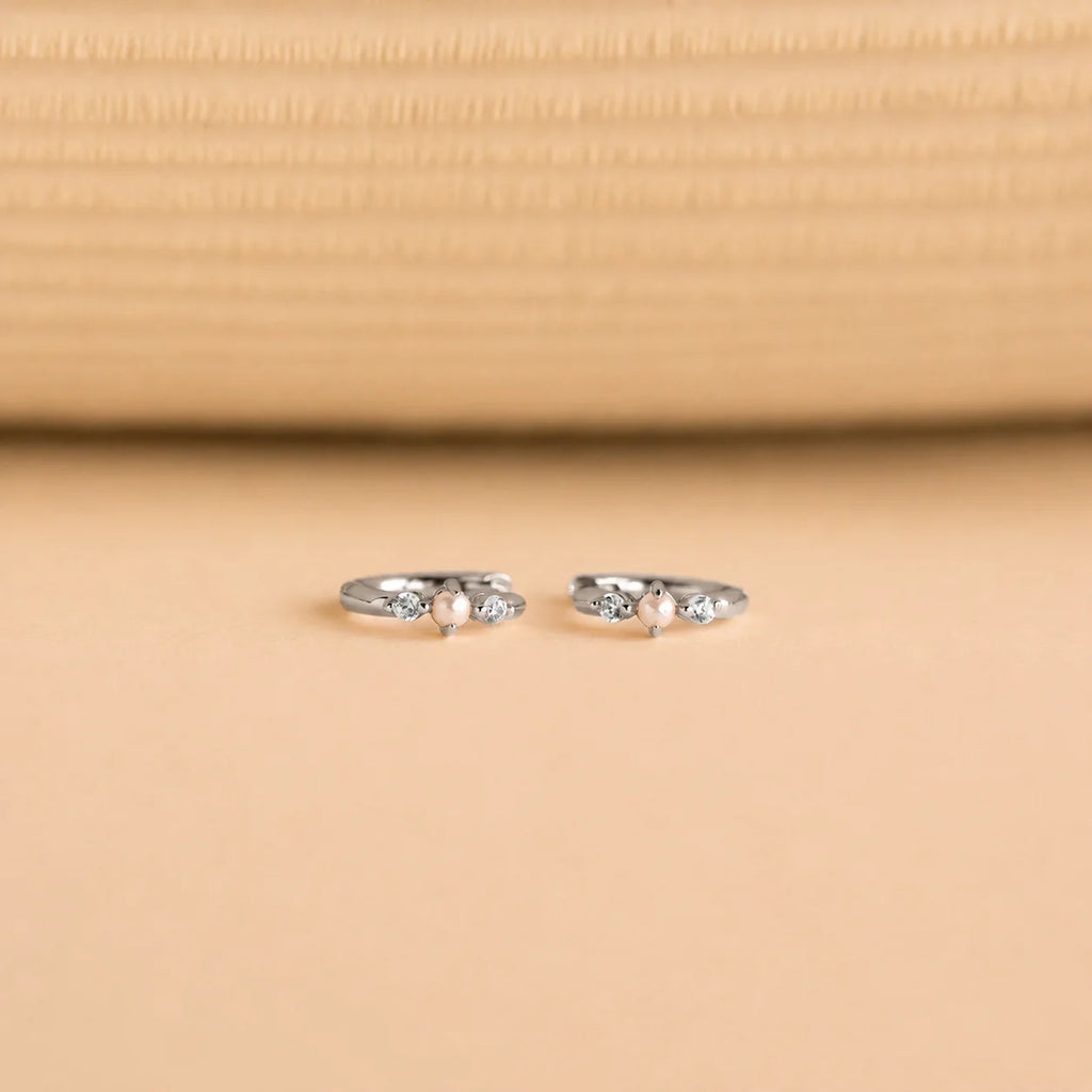 Pearl Diamond Huggies