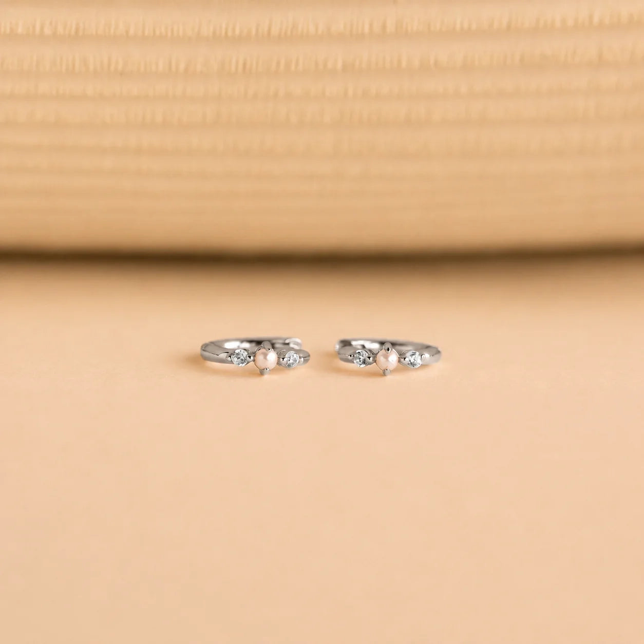 Pearl Diamond Huggies