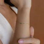 Baguette Cut Birthstone Bracelet Silver 18K Gold Plated