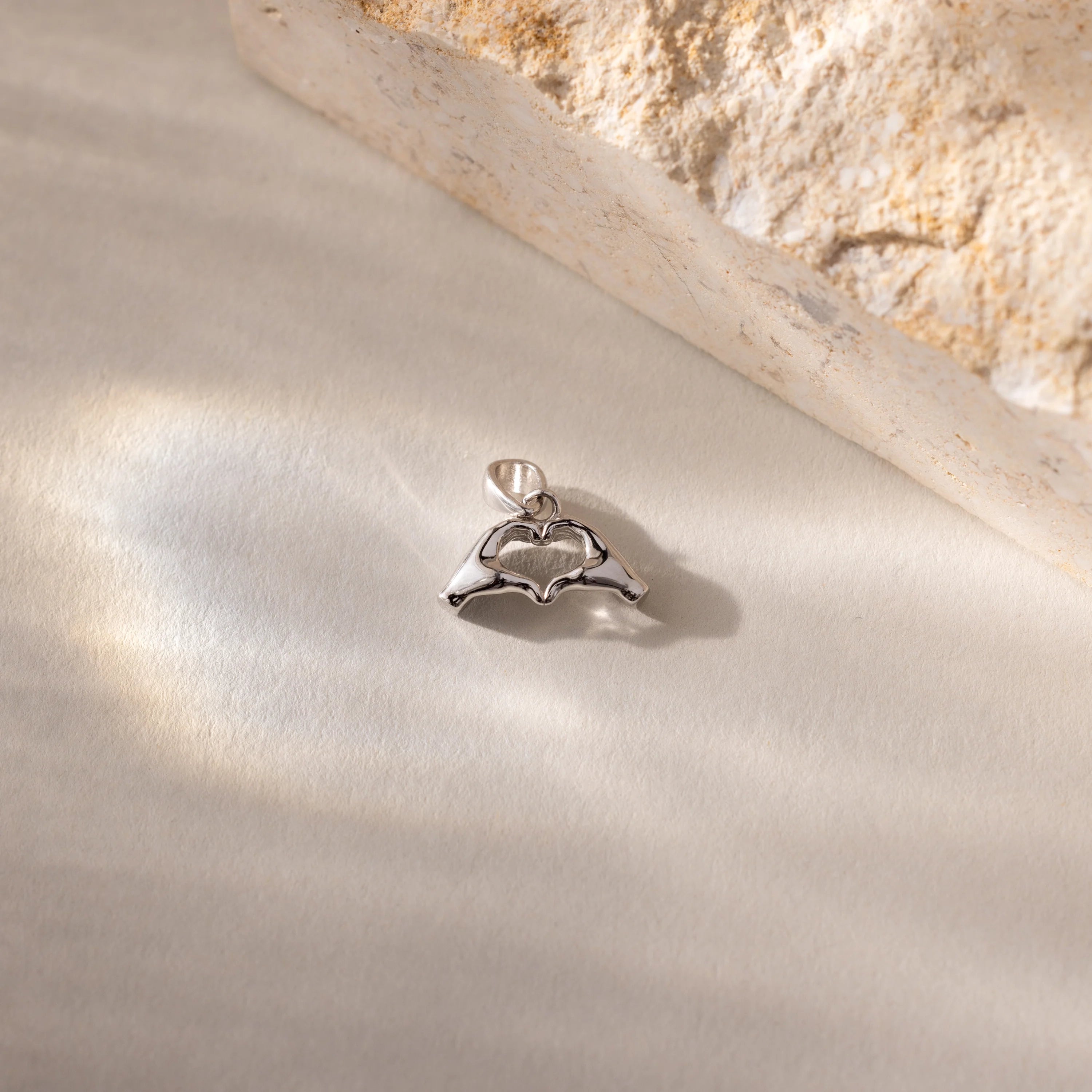Heart Hand Charm Silver 18K Gold Plated