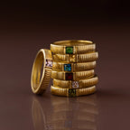 Ribbed Blue Zircon Band Silver 18K Gold Plated