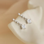 Princess Diamond Drop Studs Silver 18K Gold Plated