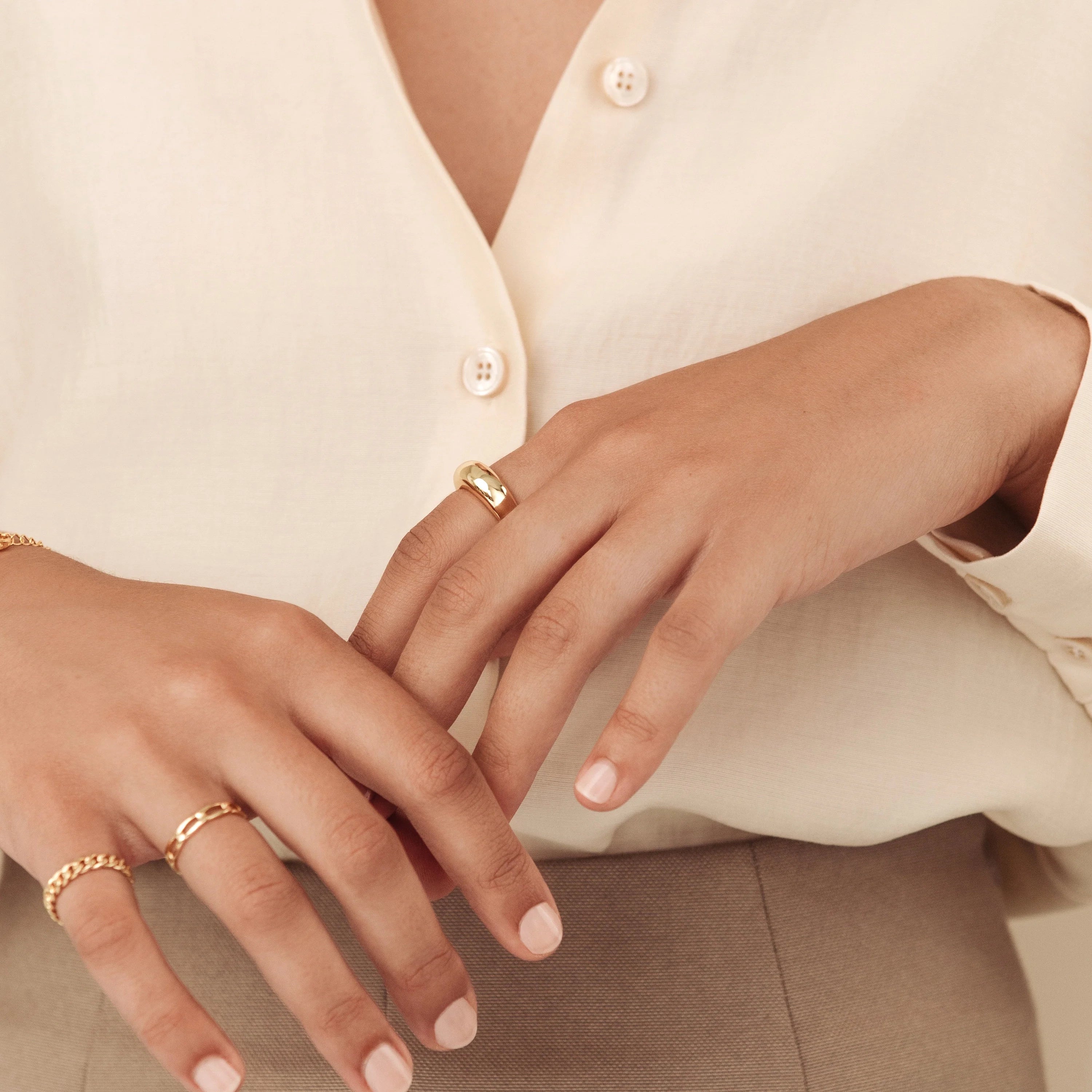 Dome Ring Silver 18K Gold Plated