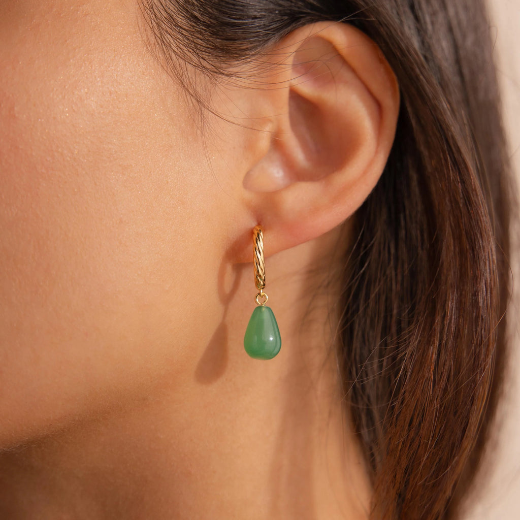 Twisted Jade Hoops Silver 18K Gold Plated