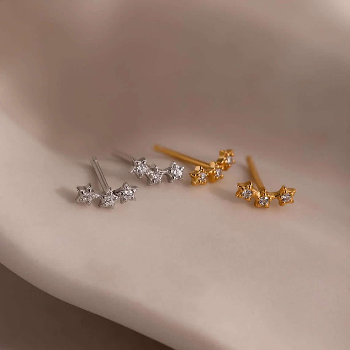Stella Star Studs Silver 18K Gold Plated