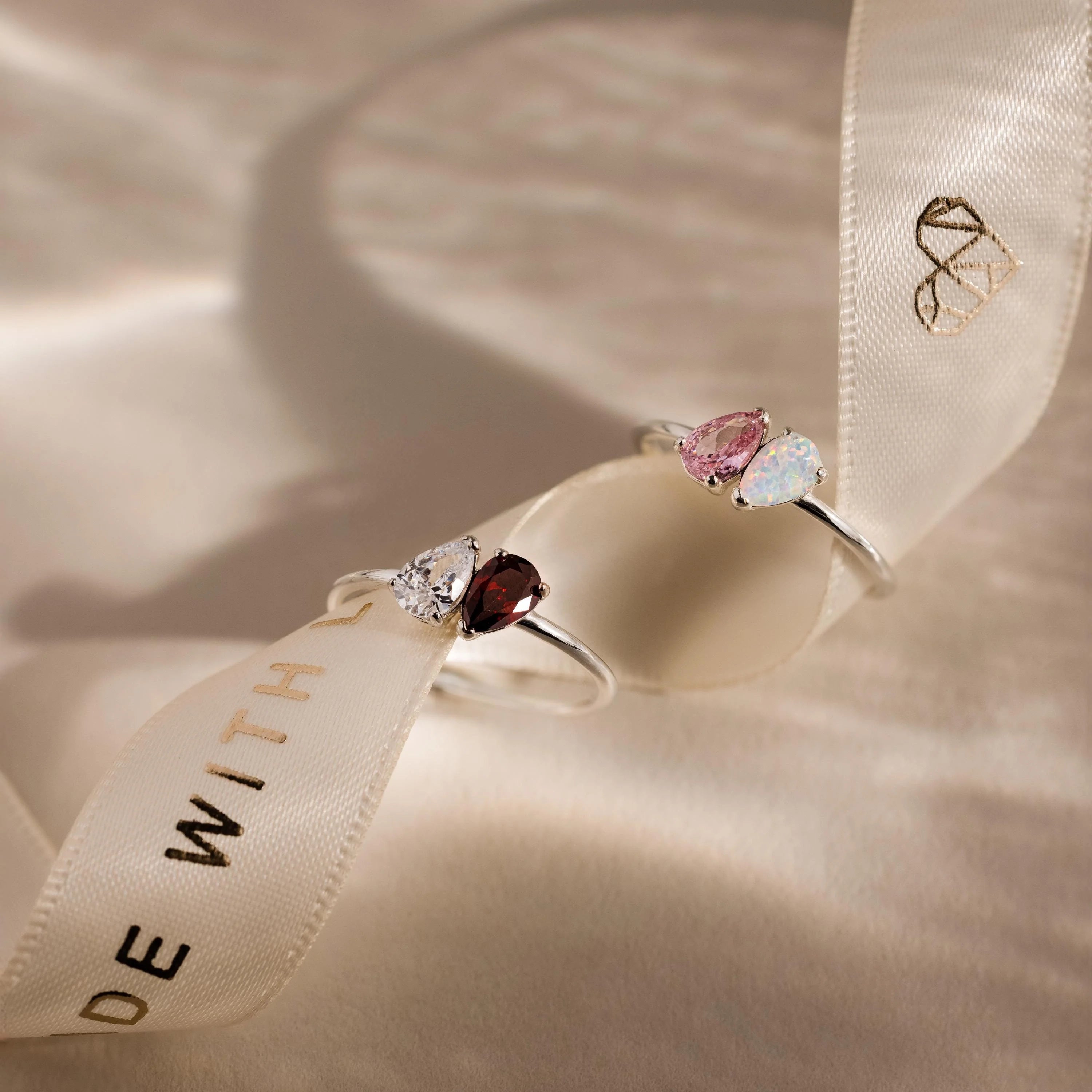 Duo Pear Toi Et Moi Ring  Silver 18K Gold Plated