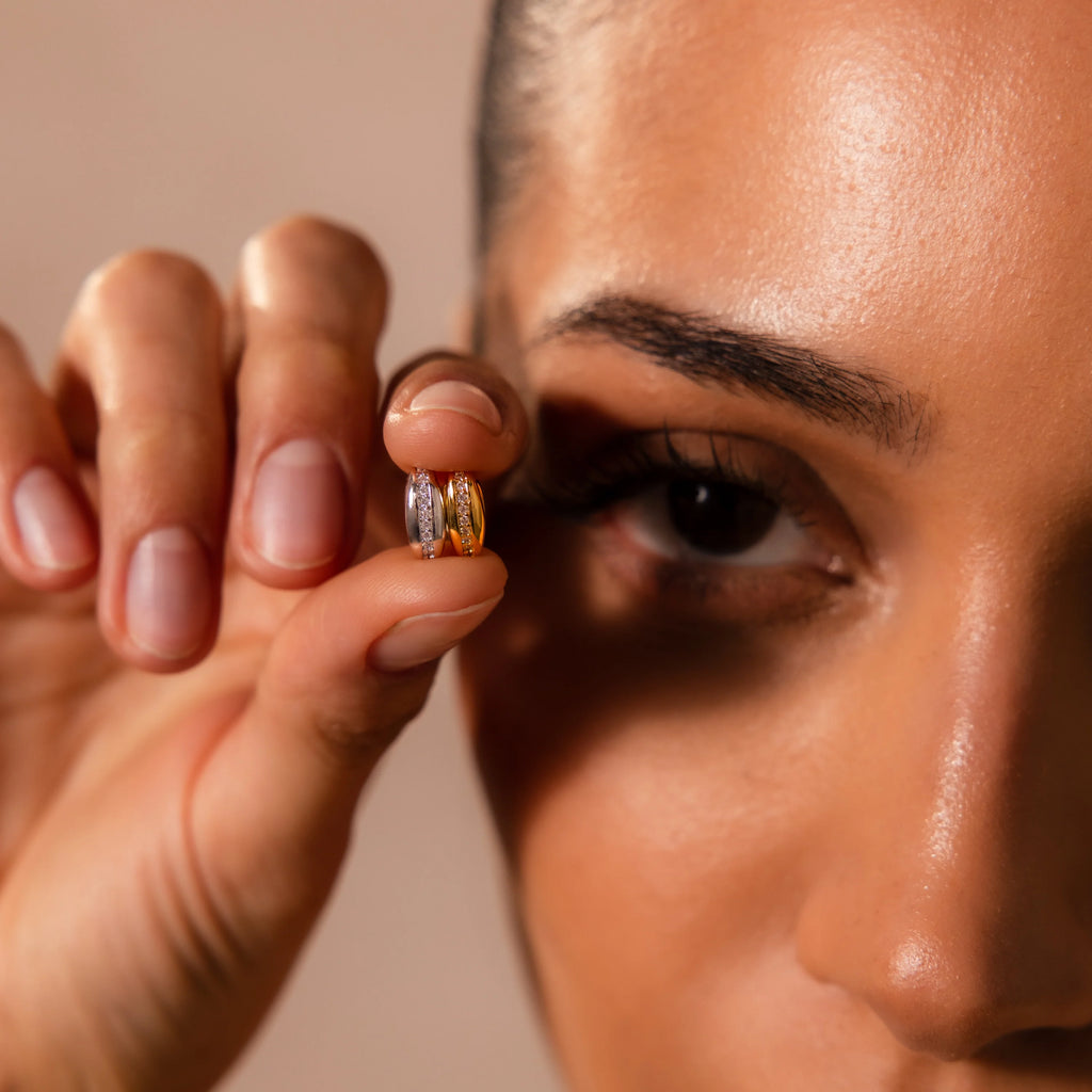 Diamond Pave Dome Spacer Charm Silver 18K Gold Plated