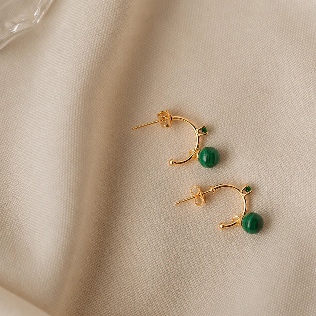 Malachite Drop Hoops