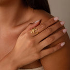 Open Duo Starfish Ring Silver 18K Gold Plated