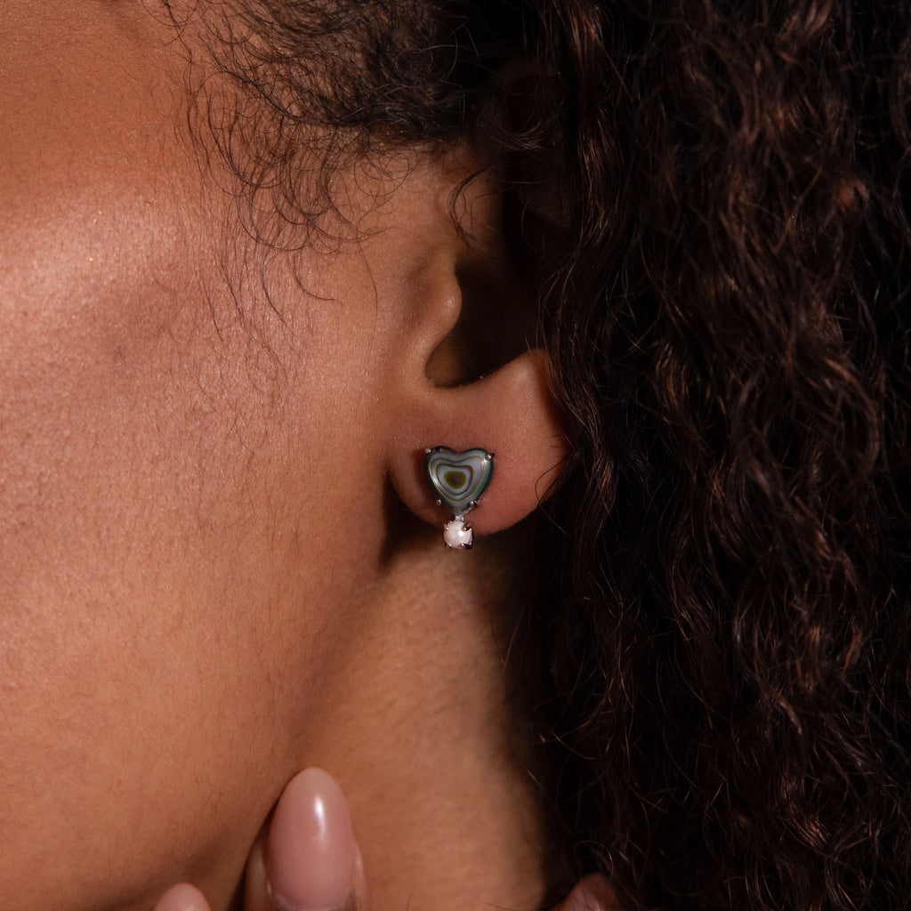Abalone Abalone Heart Studs Silver 18K Gold Plated