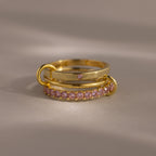 Birthstone Triple Eternity Band Ring Set Silver 18K Gold Plated