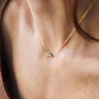 Opal Pave Eye Charm Necklace Silver 18K Gold Plated