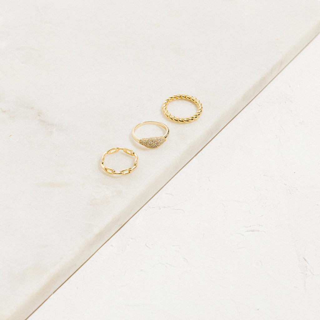 Pave Signet Ring Silver 18K Gold Plated