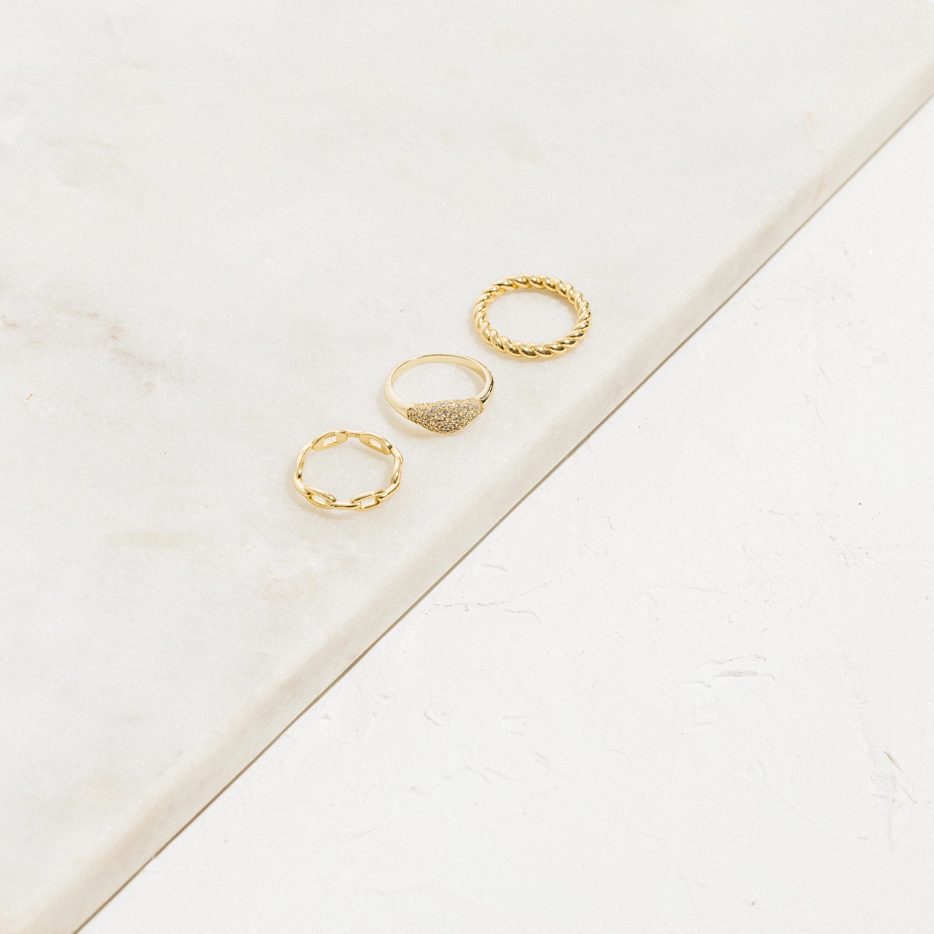 Pave Signet Ring Silver 18K Gold Plated