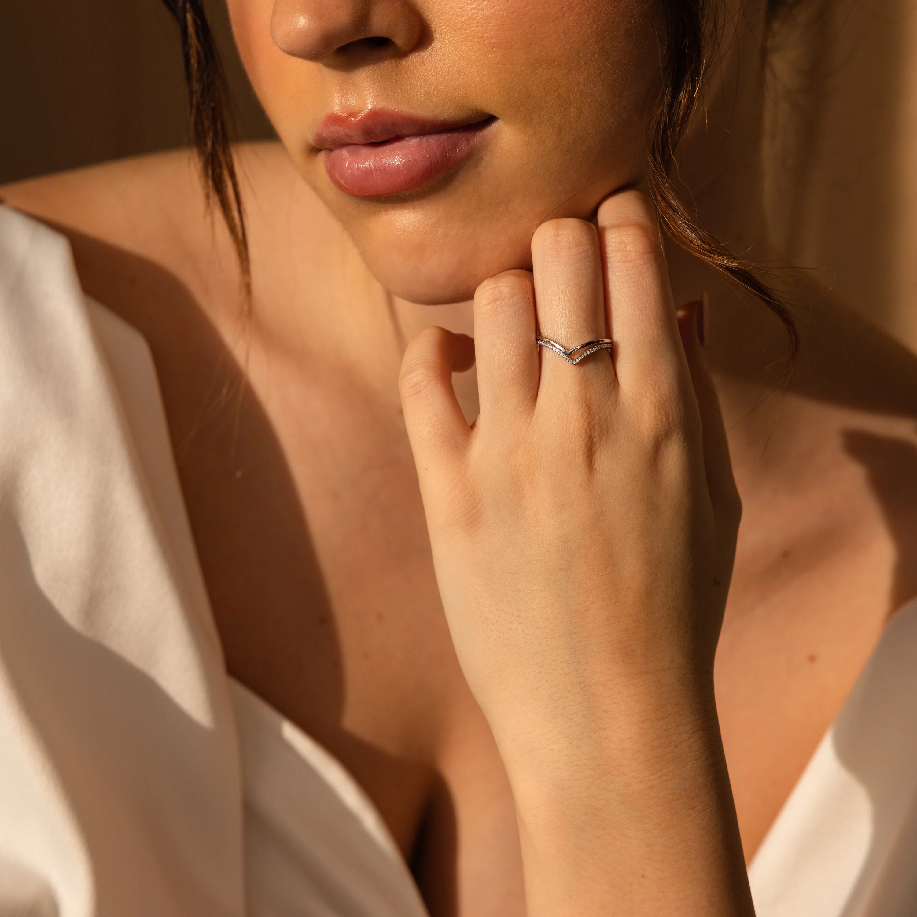 Pave Curve Stacking Set Silver 18K Gold Plated