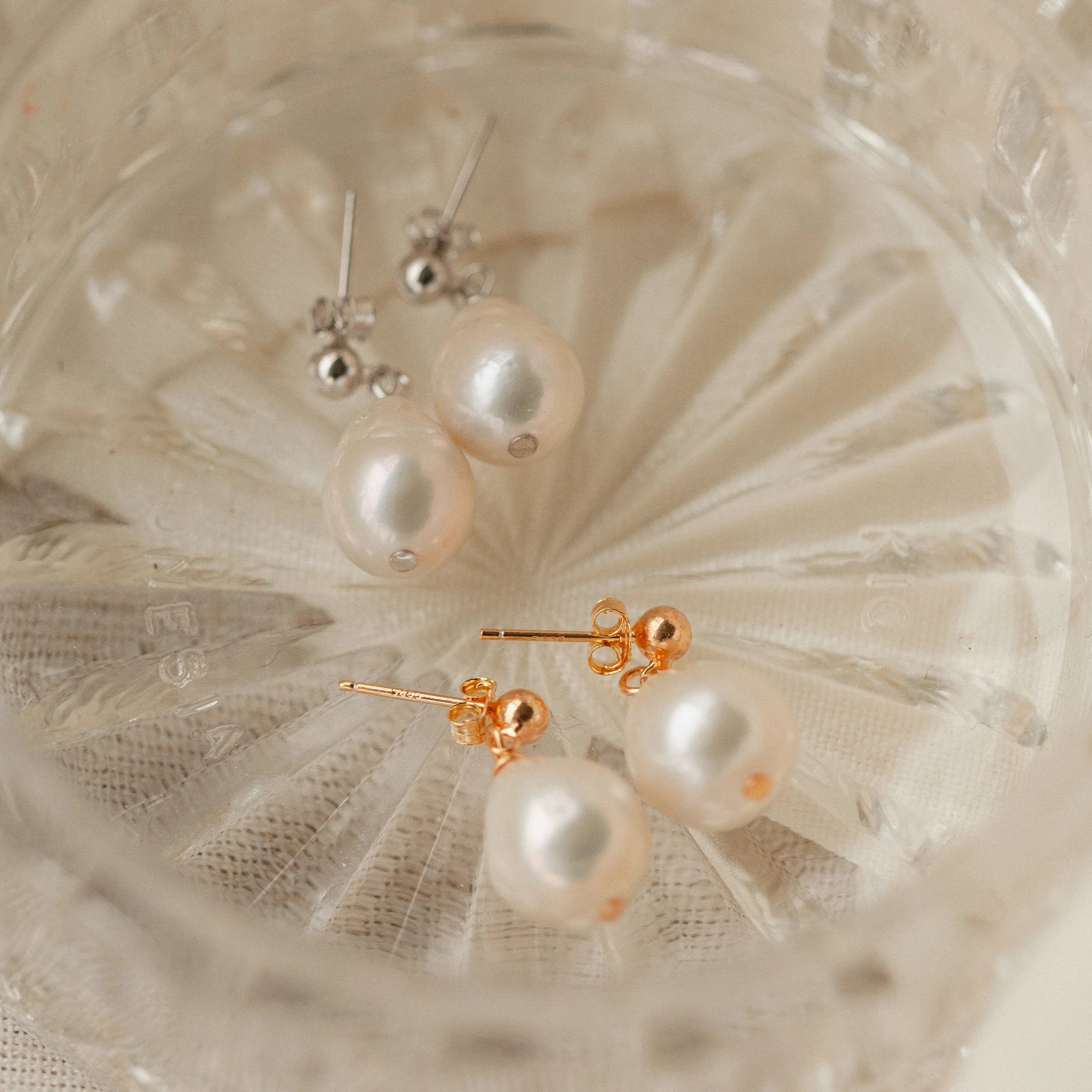 Baroque Pearl Earrings Silver 18K Gold Plated