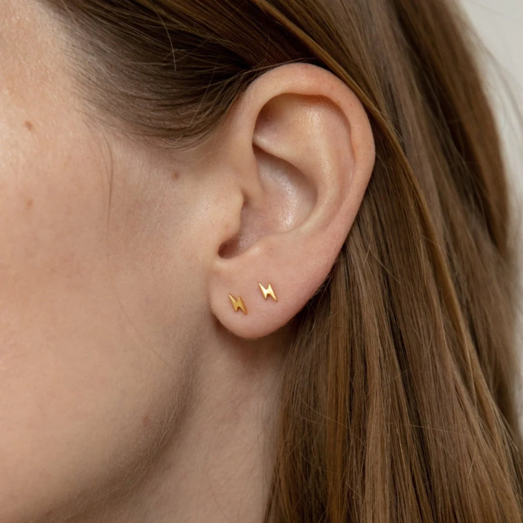 Dainty Bold Stud Earrings Silver 18K Gold Plated