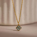 Birthstone Clover Necklace Silver 18K Gold Plated