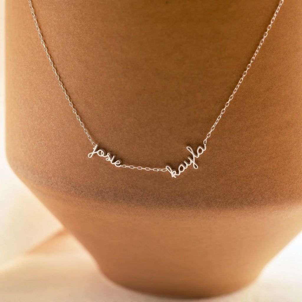 Dainty Tiny Multiple Name Necklace Silver 18K Gold Plated