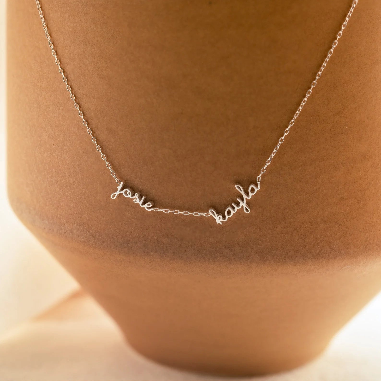 Dainty Tiny Multiple Name Necklace Silver 18K Gold Plated