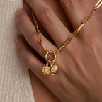 Opal Sun Charm Silver 18K Gold Plated